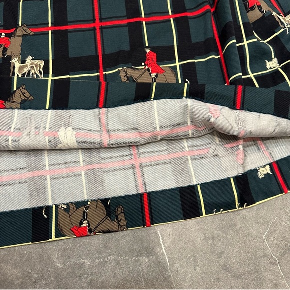 Norman vintage maxi skirt plaid equestrian green red black horse riding - Picture 9 of 11